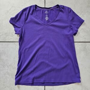 St. John's Bay Purple V-Neck Short Sleeve Tee
